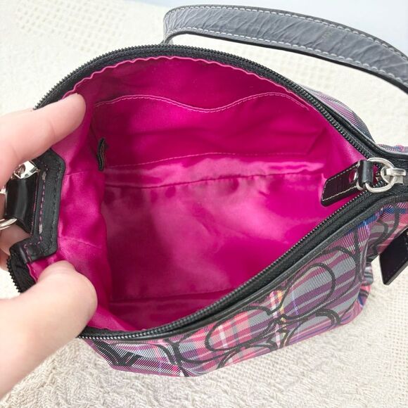 Y2K Coach Signature Tartan Top Handle Pouch F44166 Glitter Demi Mini Bag - Picture 9 of 10